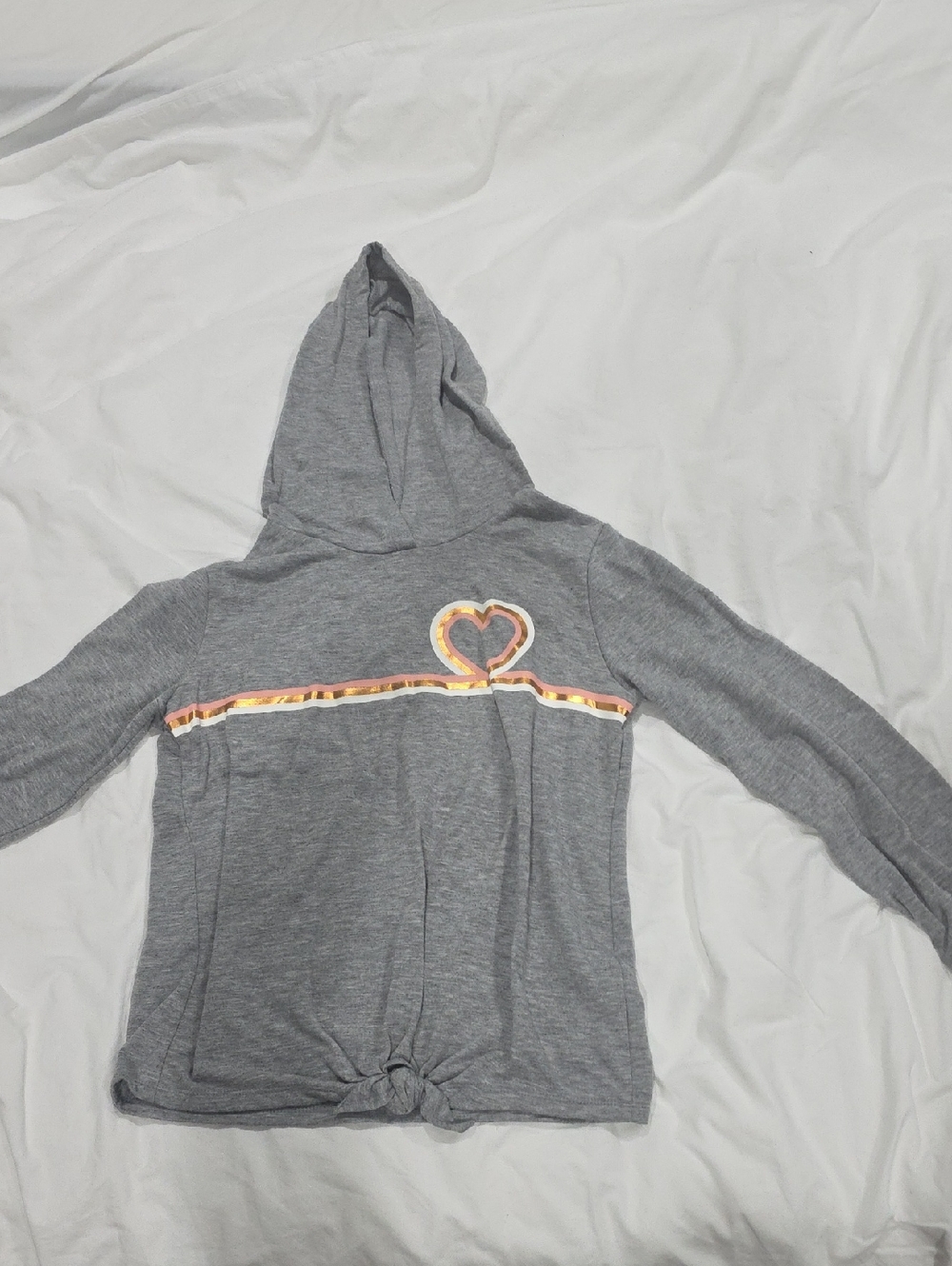 Old Navy Girls' Gray Hooded Top with Heart Accent
